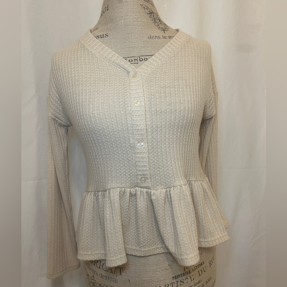 Cream Peplum Cardigan